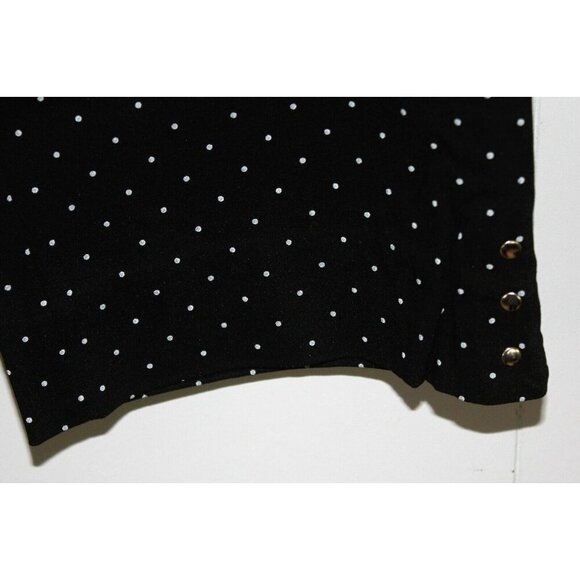 Womens Large New Capris Cropped Pants Smoothing Black White Polka Dot Stretch - Picture 4 of 7